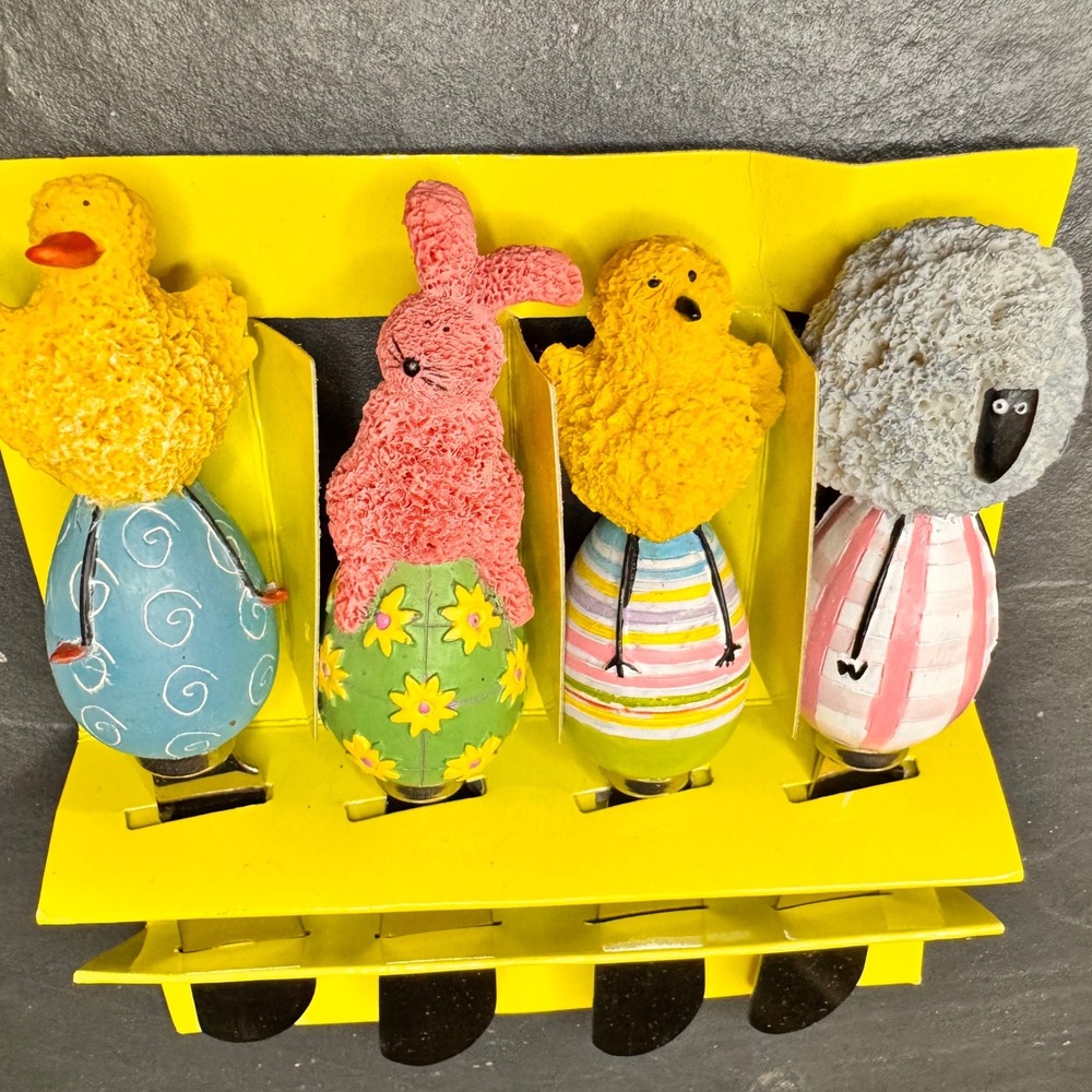 New 90s Boston Warehouse Easter Egg Chick Bunny‎ Sheep Cheese Knife Set Spring